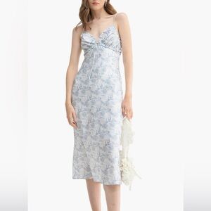 Lush Blue Floral Long Sleeve Dress